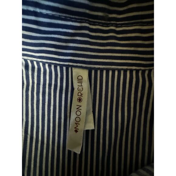 Sleeveless Womens Blue and White Striped Belted Shirt Dress Longer In Back Small - Picture 5 of 8